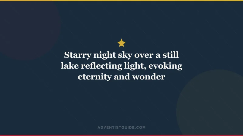 Starry night sky over a still lake reflecting light, evoking eternity and wonder