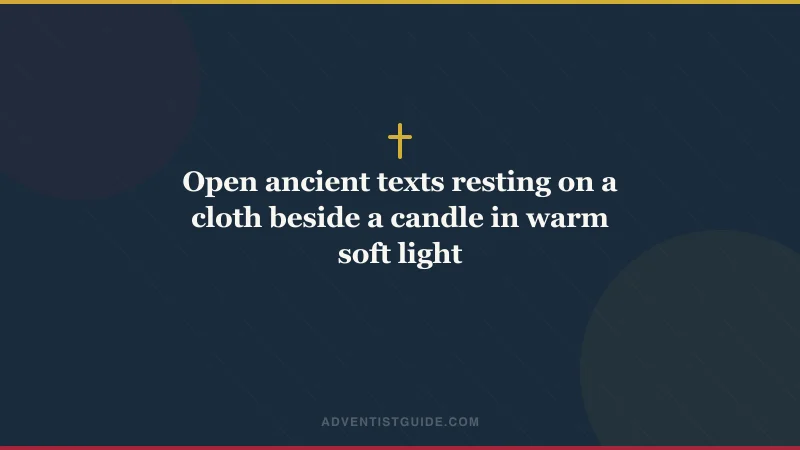 Open ancient texts resting on a cloth beside a candle in warm soft light