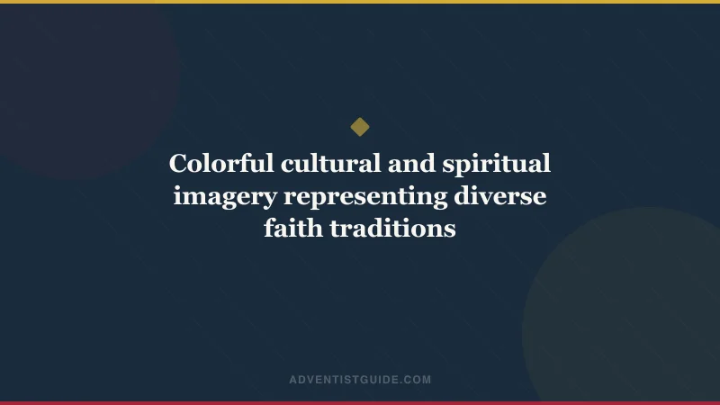 Colorful cultural and spiritual imagery representing diverse faith traditions