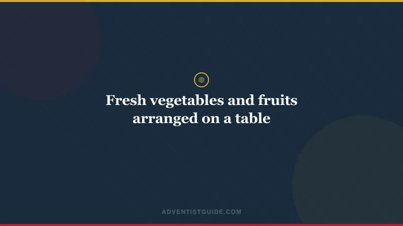 Fresh vegetables and fruits arranged on a table
