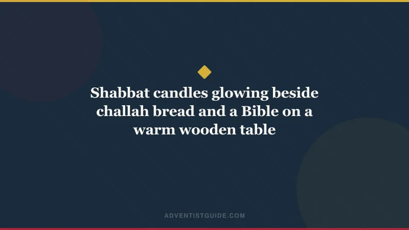 Shabbat candles glowing beside challah bread and a Bible on a warm wooden table