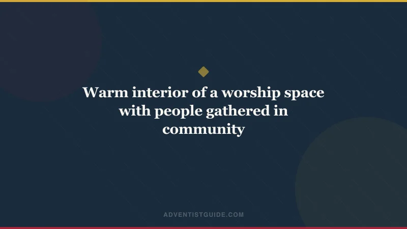 Warm interior of a worship space with people gathered in community