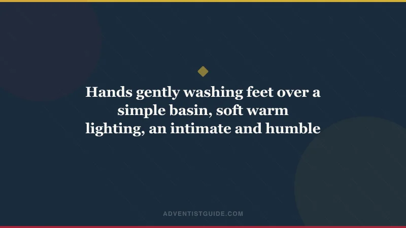 Hands gently washing feet over a simple basin, soft warm lighting, an intimate and humble moment