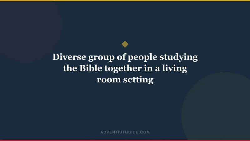 Diverse group of people studying the Bible together in a living room setting