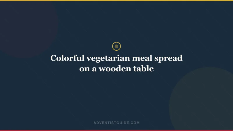 Colorful vegetarian meal spread on a wooden table