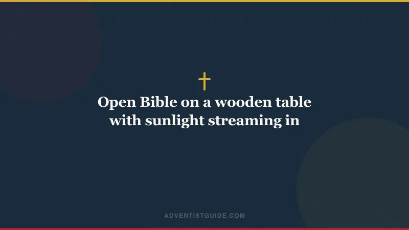 Open Bible on a wooden table with sunlight streaming in