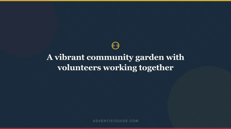A vibrant community garden with volunteers working together
