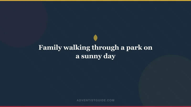 Family walking through a park on a sunny day