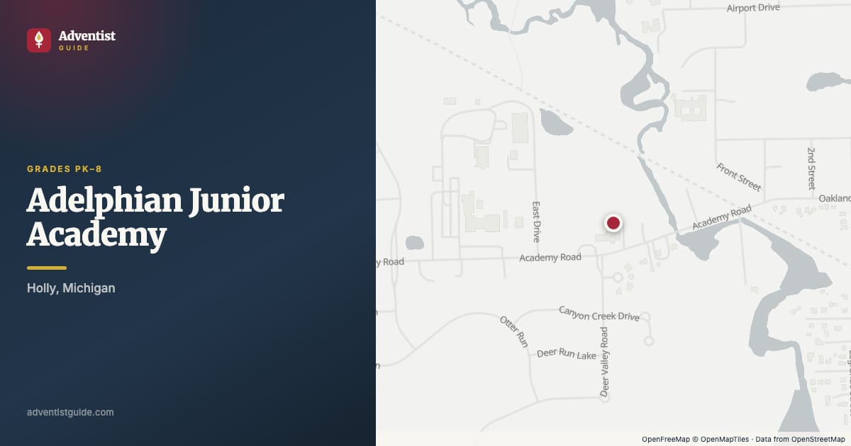 Map showing Adelphian Junior Academy in Holly, Michigan