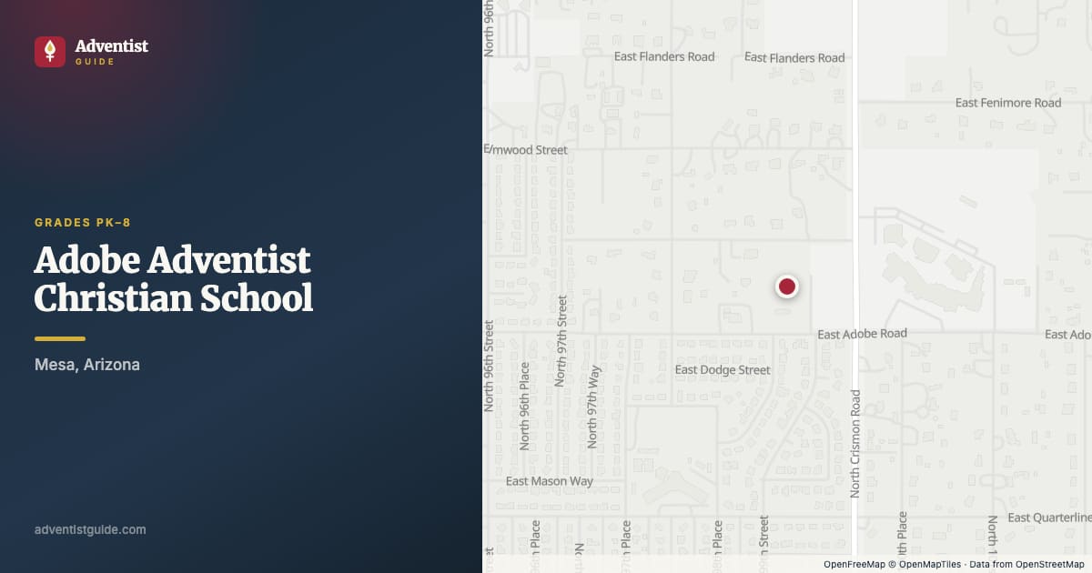 Map showing Adobe Adventist Christian School in Mesa, Arizona