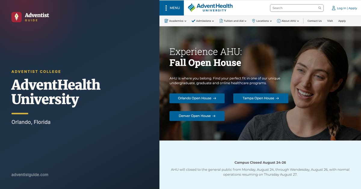The AdventHealth University website