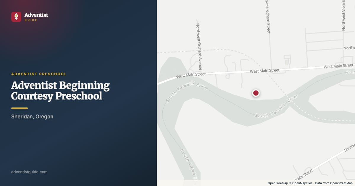 Map showing Adventist Beginning Courtesy Preschool in Sheridan, Oregon