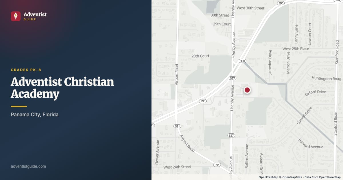 Map showing Adventist Christian Academy in Panama City, Florida