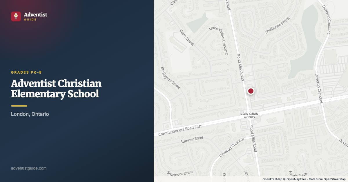 Map showing Adventist Christian Elementary School in London, Ontario