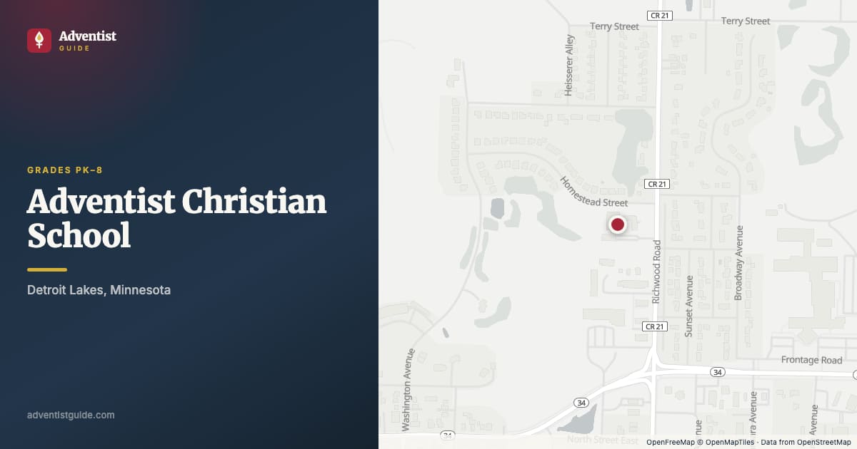 Map showing Adventist Christian School in Detroit Lakes, Minnesota