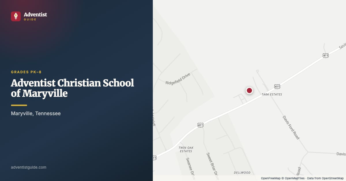 Map showing Adventist Christian School of Maryville in Maryville, Tennessee