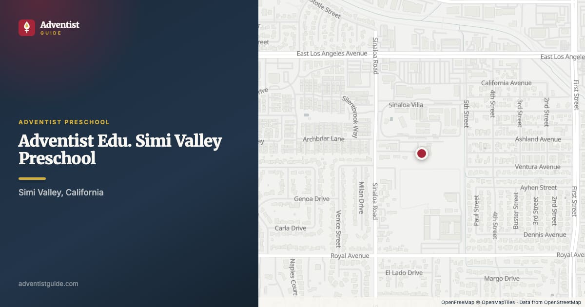 Map showing Adventist Edu. Simi Valley Preschool in Simi Valley, California