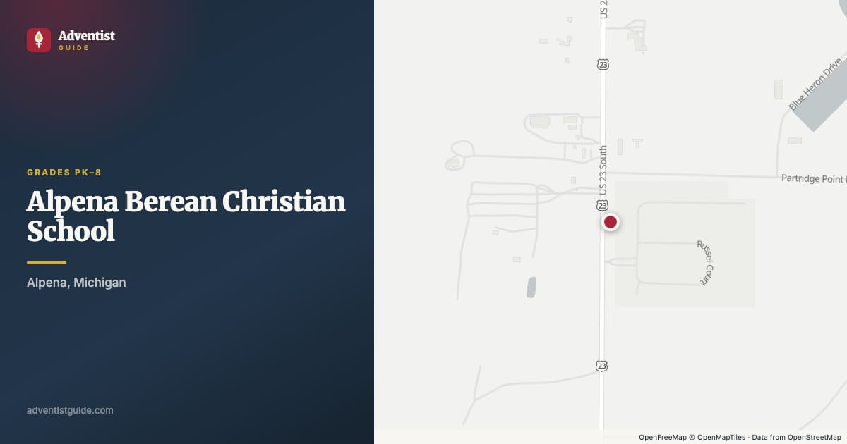 Map showing Alpena Berean Christian School in Alpena, Michigan