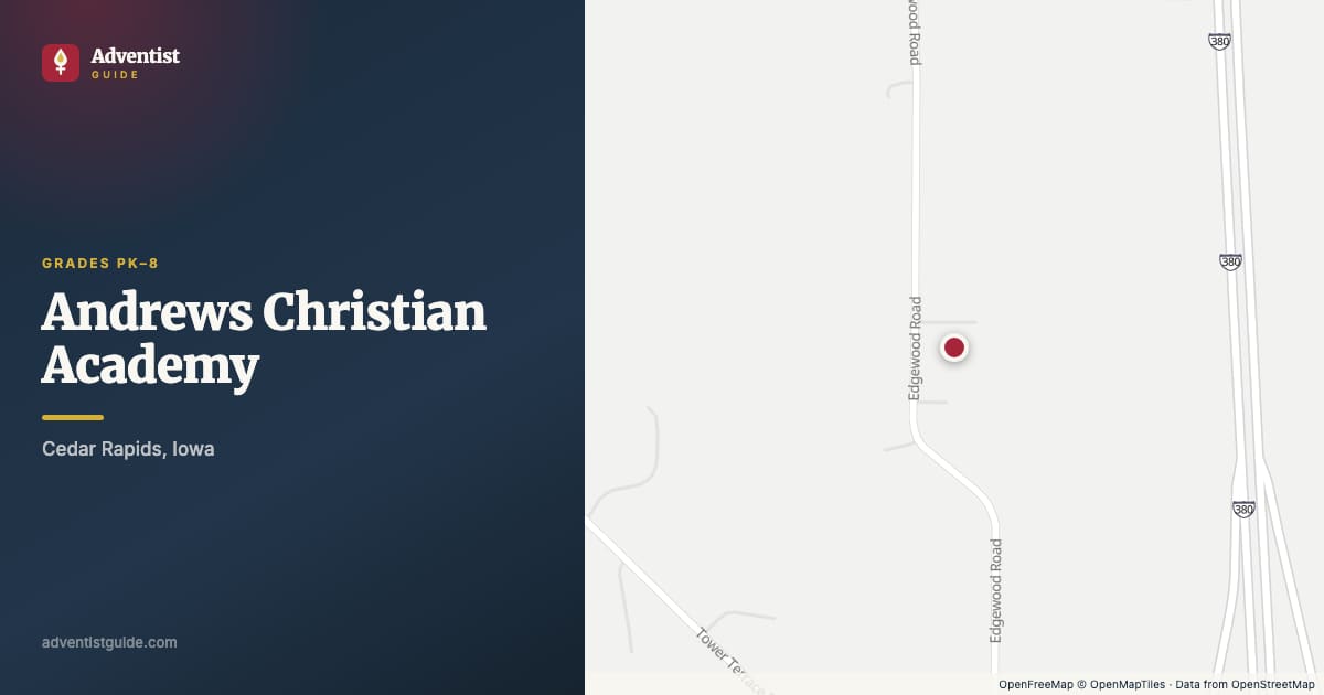 Map showing Andrews Christian Academy in Cedar Rapids, Iowa