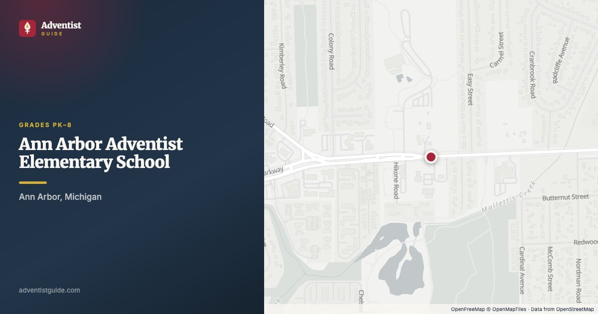 Map showing Ann Arbor Adventist Elementary School in Ann Arbor, Michigan
