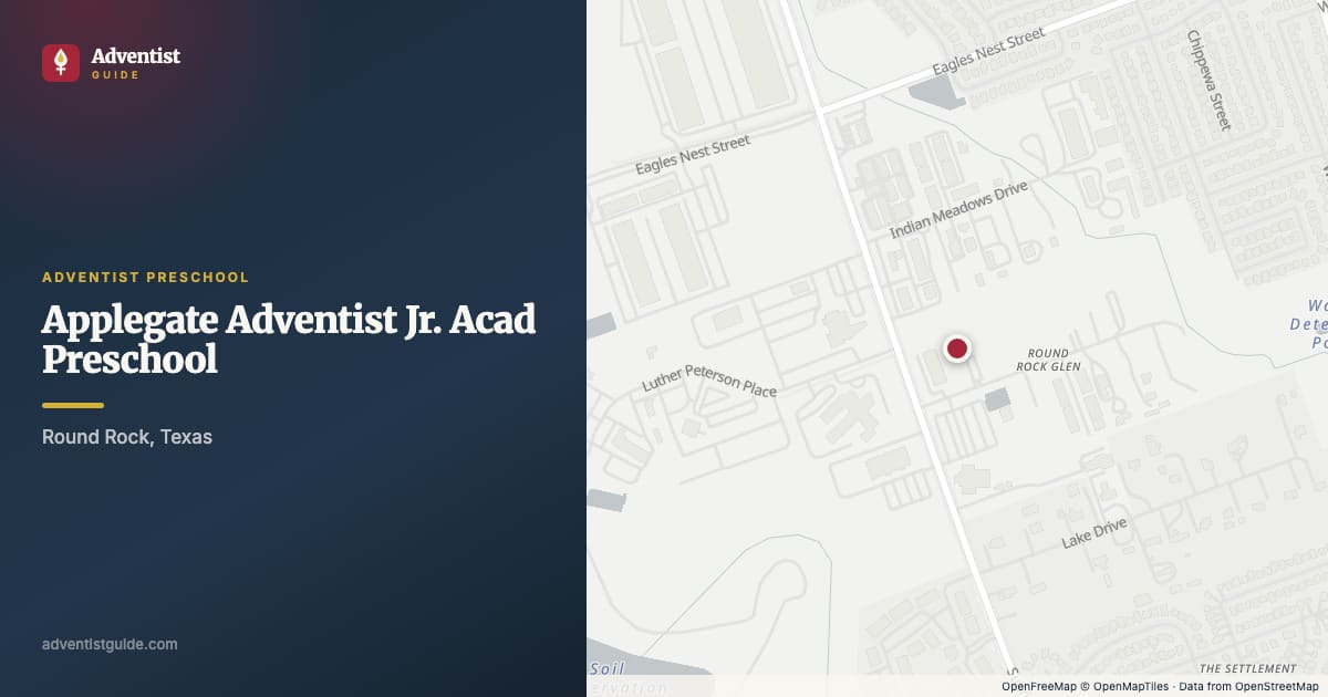 Map showing Applegate Adventist Jr. Acad Preschool in Round Rock, Texas