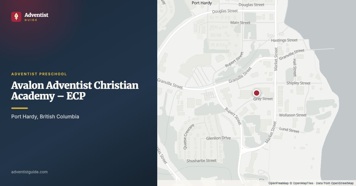 Map showing Avalon Adventist Christian Academy – ECP in Port Hardy, British Columbia