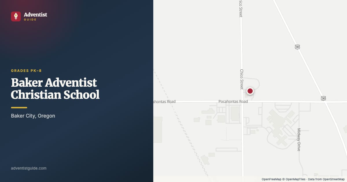 Map showing Baker Adventist Christian School in Baker City, Oregon