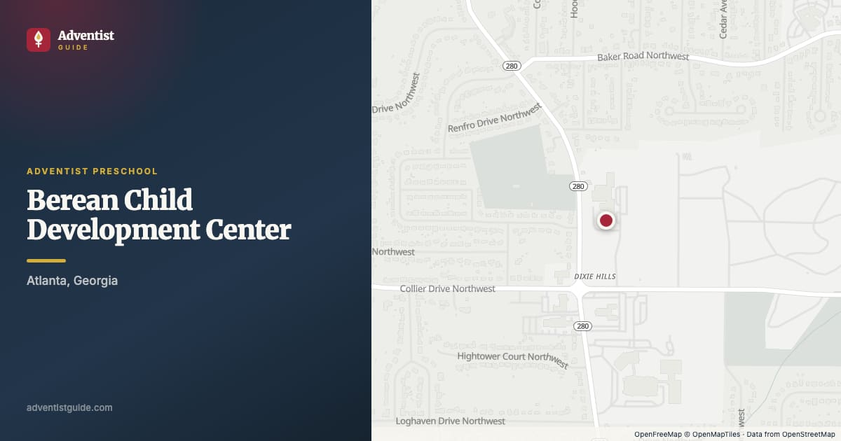 Map showing Berean Child Development Center in Atlanta, Georgia
