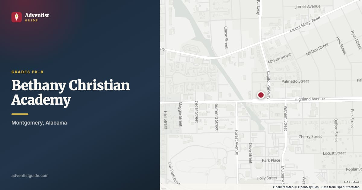 Map showing Bethany Christian Academy in Montgomery, Alabama