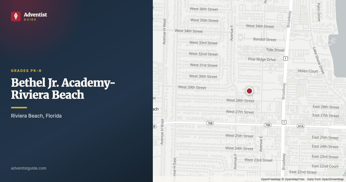 Map showing Bethel Jr. Academy-Riviera Beach in Riviera Beach, Florida