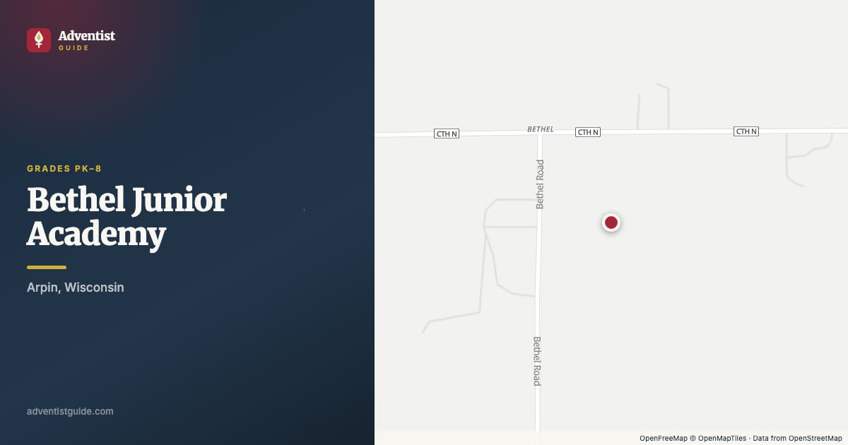Map showing Bethel Junior Academy in Arpin, Wisconsin