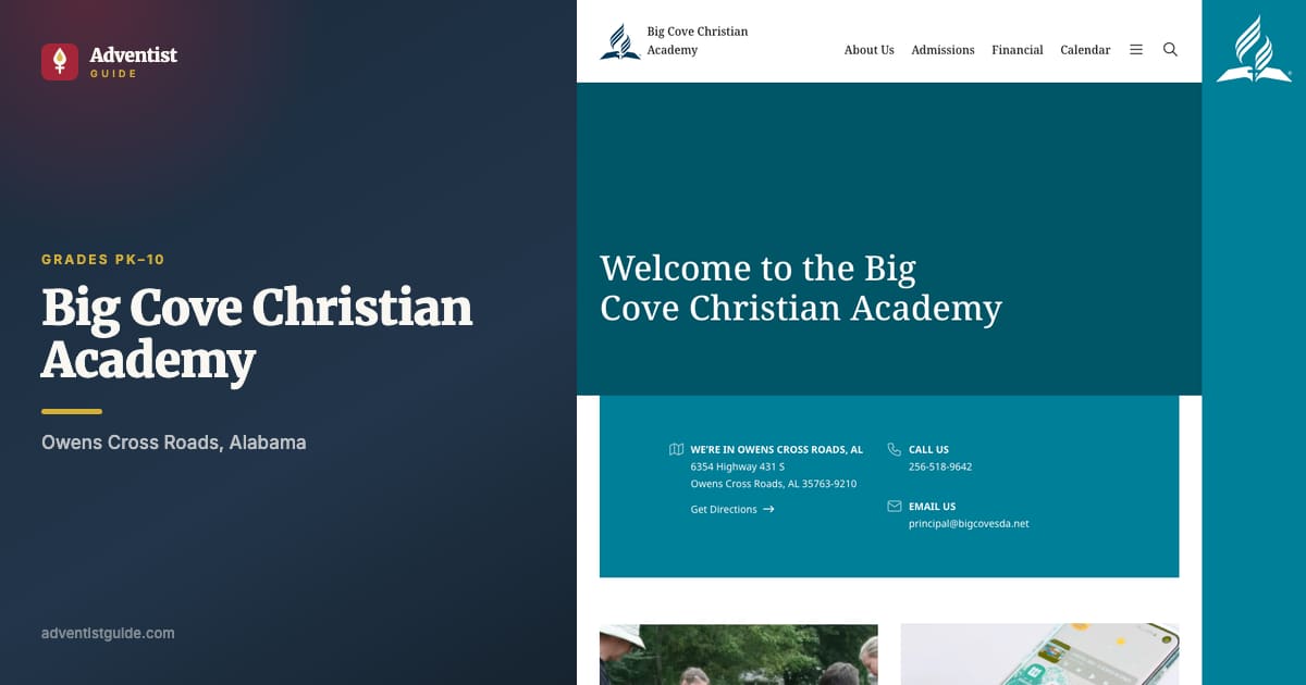 The Big Cove Christian Academy website
