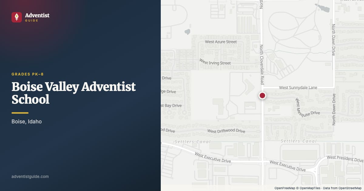 Map showing Boise Valley Adventist School in Boise, Idaho