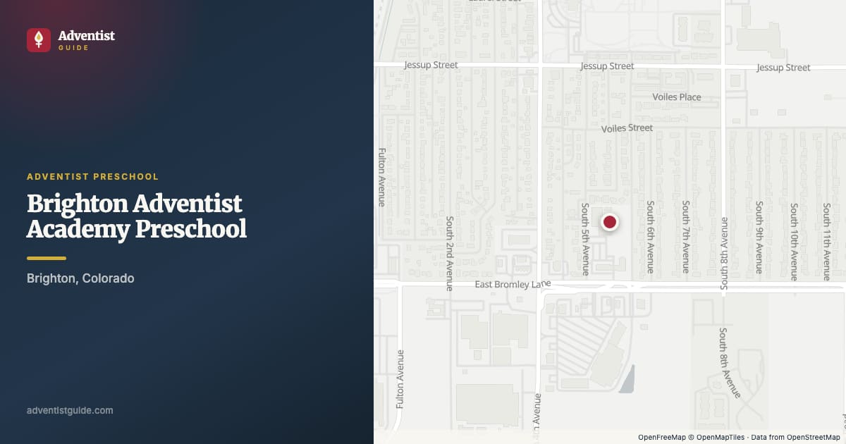 Map showing Brighton Adventist Academy Preschool in Brighton, Colorado