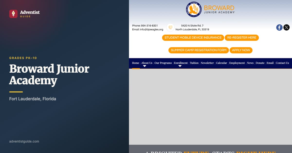 The Broward Junior Academy website