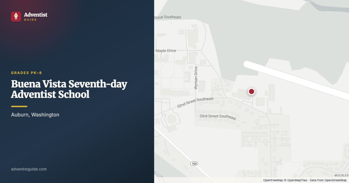 Map showing Buena Vista Seventh-day Adventist School in Auburn, Washington