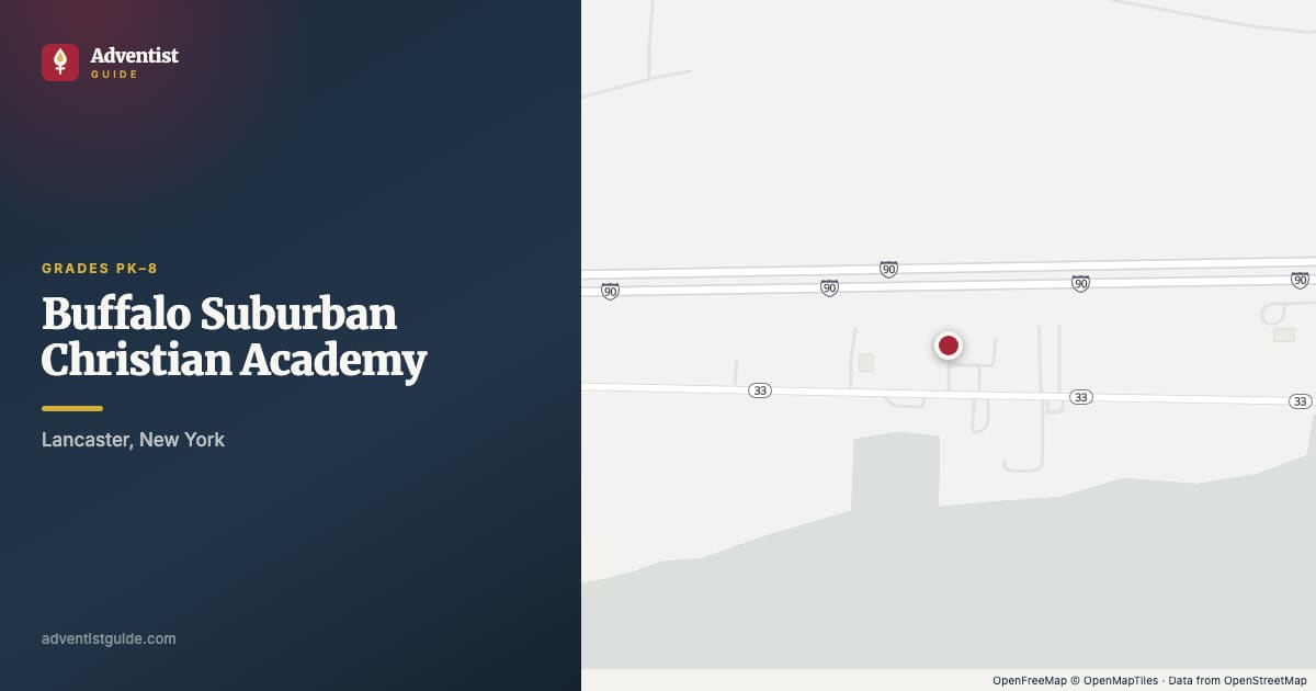 Map showing Buffalo Suburban Christian Academy in Lancaster, New York