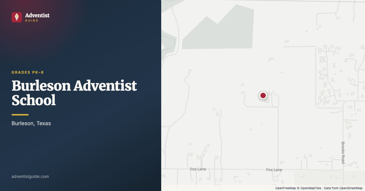 Map showing Burleson Adventist School in Burleson, Texas