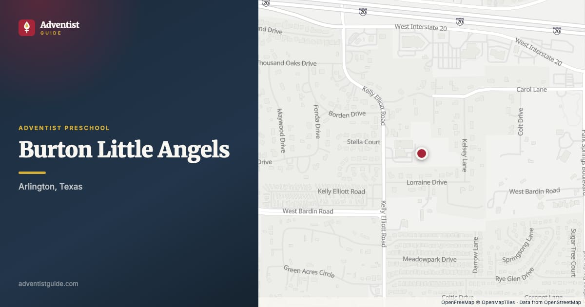 Map showing Burton Little Angels in Arlington, Texas