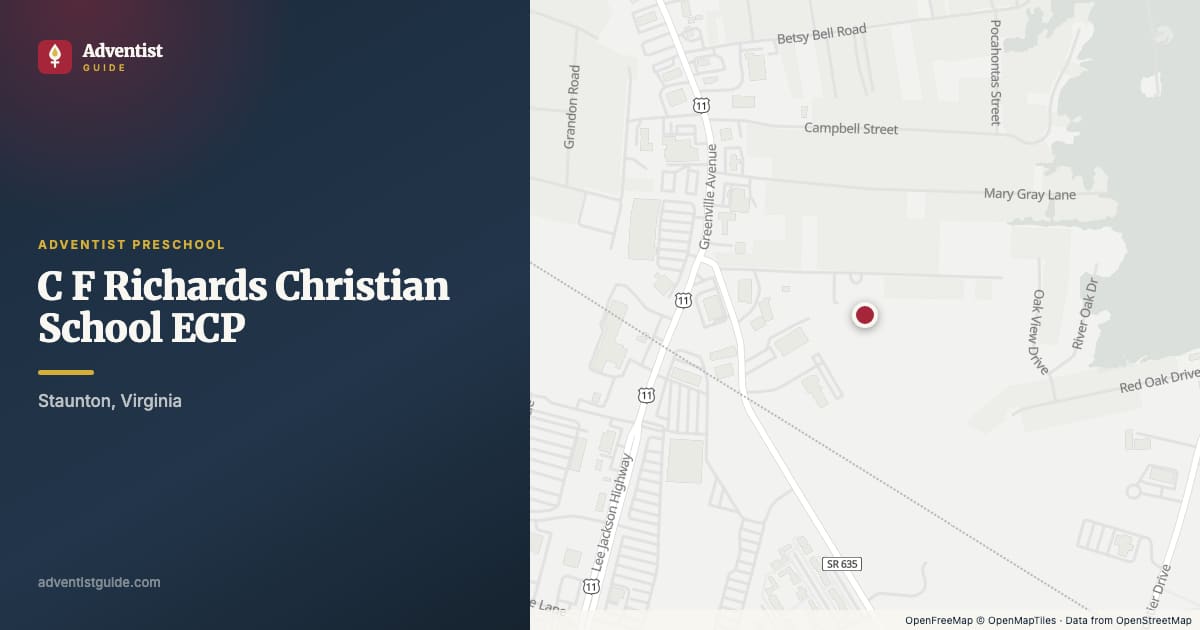 Map showing C F Richards Christian School ECP in Staunton, Virginia