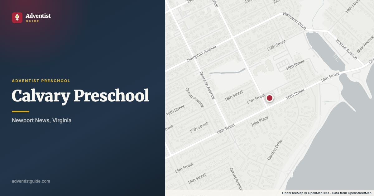 Map showing Calvary Preschool in Newport News, Virginia