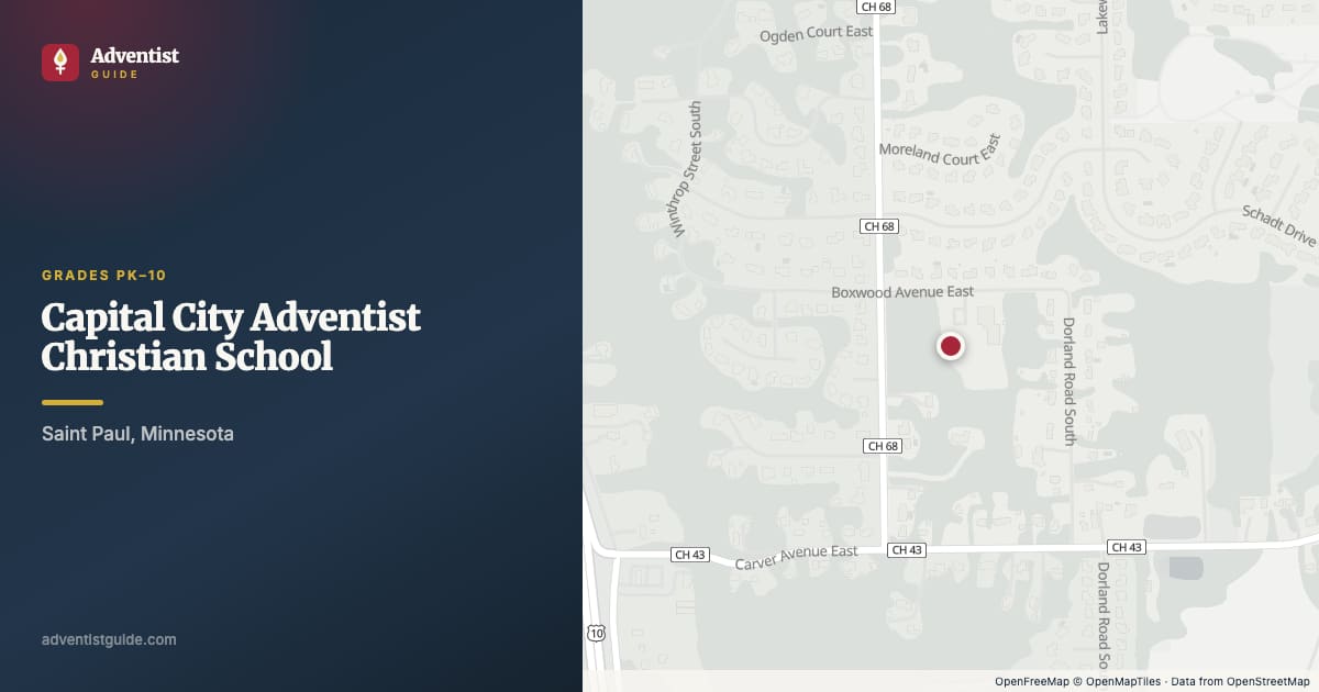 Map showing Capital City Adventist Christian School in Saint Paul, Minnesota
