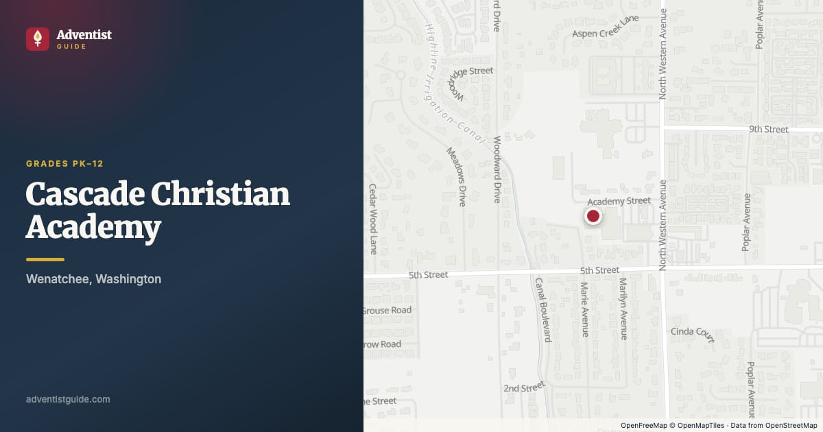 Map showing Cascade Christian Academy in Wenatchee, Washington