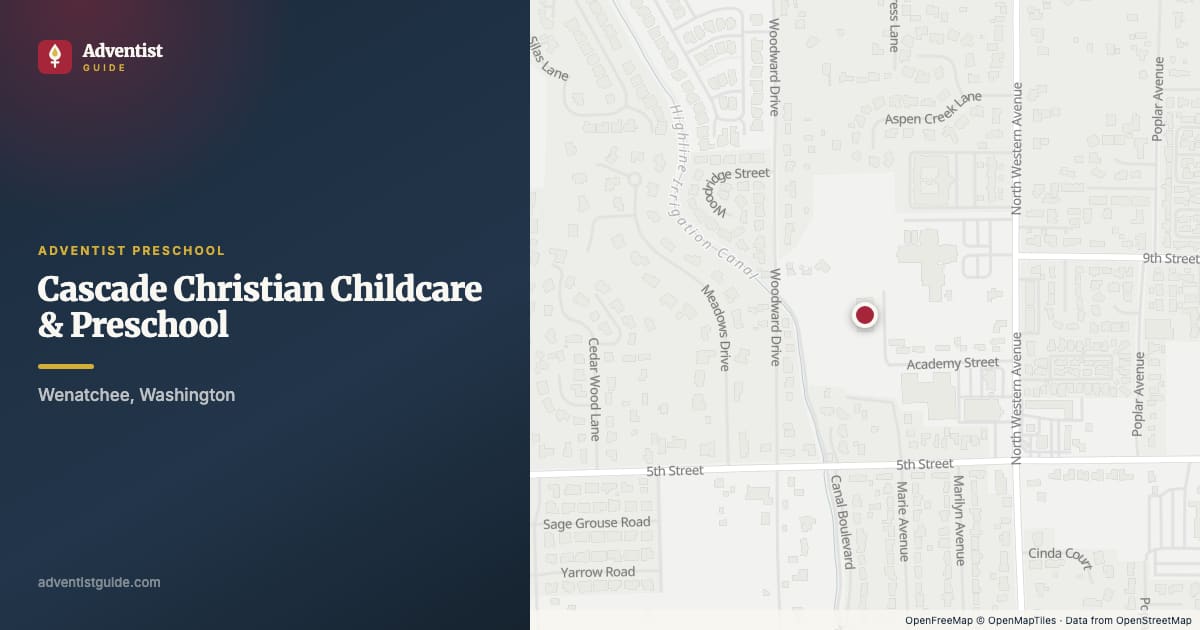 Map showing Cascade Christian Childcare & Preschool in Wenatchee, Washington