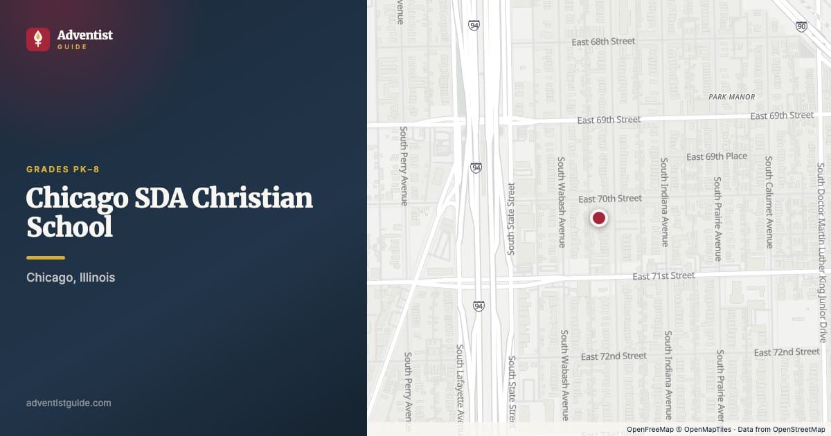 Map showing Chicago SDA Christian School in Chicago, Illinois