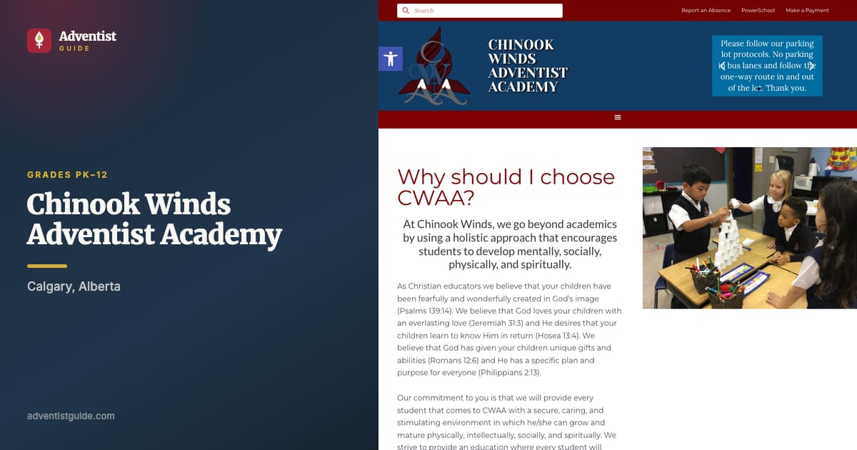 The Chinook Winds Adventist Academy website