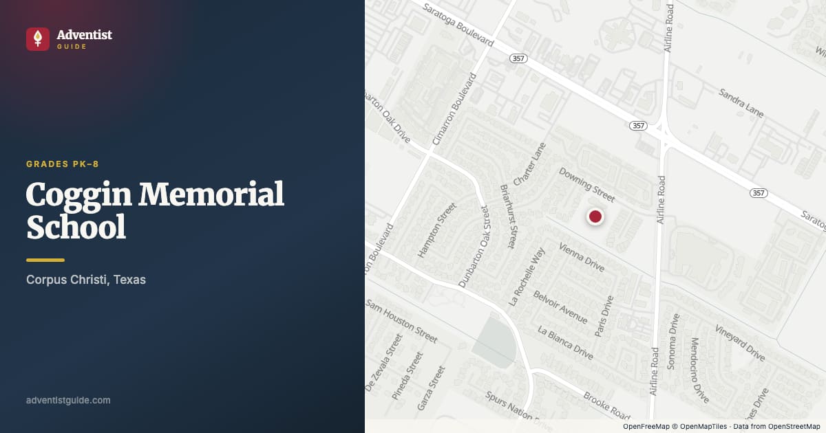Map showing Coggin Memorial School in Corpus Christi, Texas