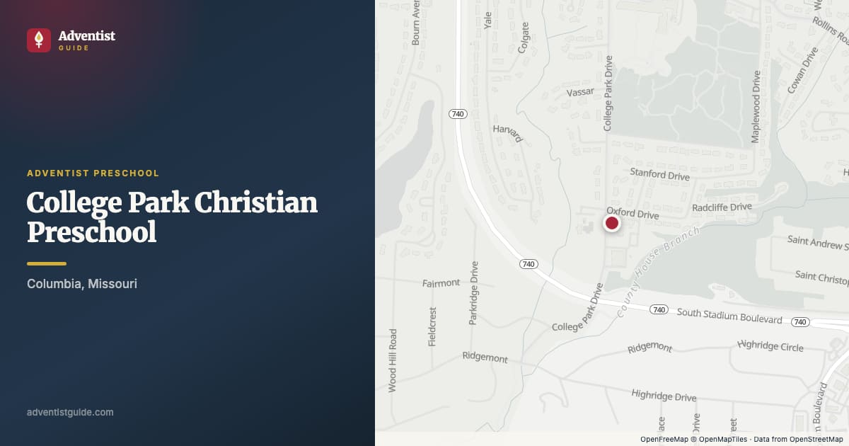 Map showing College Park Christian Preschool in Columbia, Missouri