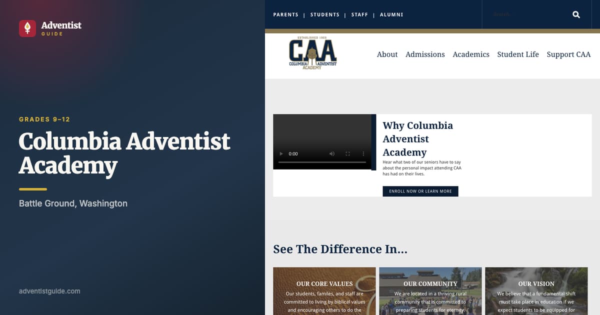 The Columbia Adventist Academy website