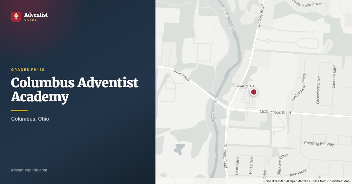 Map showing Columbus Adventist Academy in Columbus, Ohio